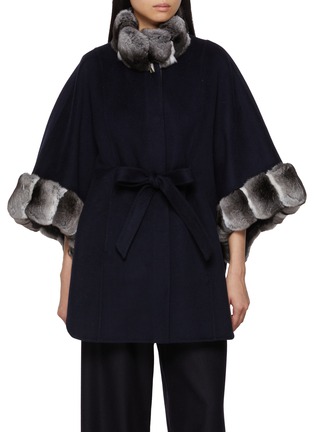 首图 - 点击放大 - CHEVITE - Chinchilla Fur Trim Cashmere Cape