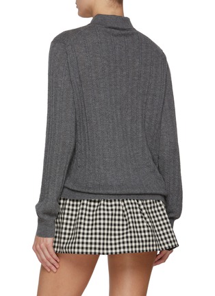 背面 - 点击放大 - MIU MIU - Ribbed Cashmere Knit Polo Shirt