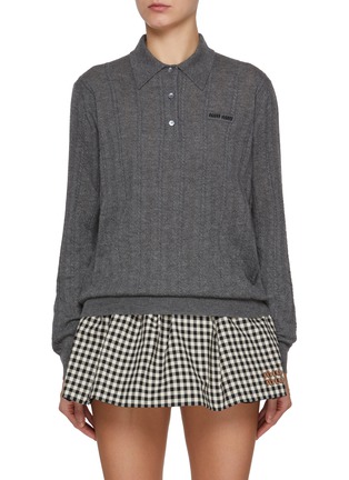 首图 - 点击放大 - MIU MIU - Ribbed Cashmere Knit Polo Shirt