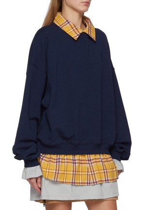 细节 - 点击放大 - WE11DONE - Detachable Scarf Layered Cotton Sweatshirt