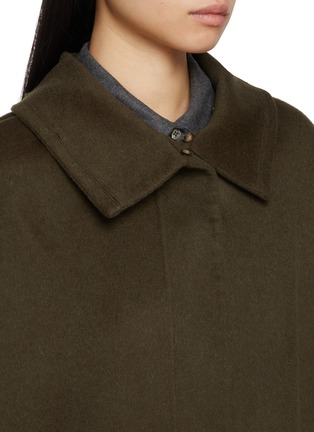  - YVES SALOMON - Mink Fur Collar Wool Cashmere Cape Coat