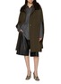 模特儿示范图 - 点击放大 - YVES SALOMON - Mink Fur Collar Wool Cashmere Cape Coat