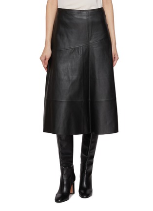 首图 - 点击放大 - YVES SALOMON - Flared Leather Midi Skirt