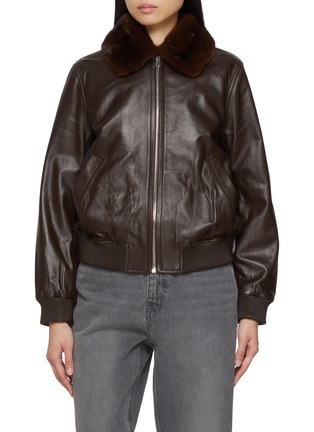 首图 - 点击放大 - YVES SALOMON - Detachable Mink Collar Leather Bomber Jacket