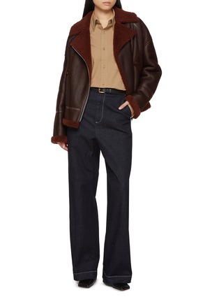模特儿示范图 - 点击放大 - YVES SALOMON - Shearling Biker Jacket