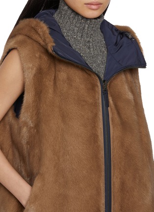  - YVES SALOMON - Mink Fur Trim Technical Zip Up Gilet