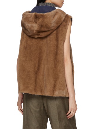 背面 - 点击放大 - YVES SALOMON - Mink Fur Trim Technical Zip Up Gilet