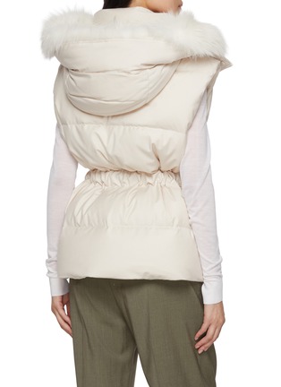 背面 - 点击放大 - YVES SALOMON - Fox Trim Hood Wool Silk Puffer Gilet