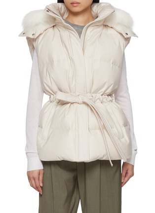 首图 - 点击放大 - YVES SALOMON - Fox Trim Hood Wool Silk Puffer Gilet