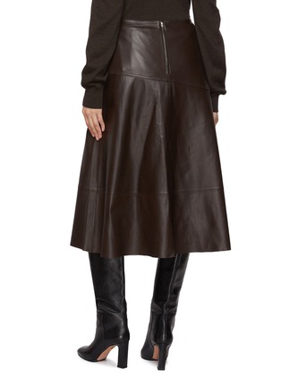 背面 - 点击放大 - YVES SALOMON - Flared Leather Midi Skirt