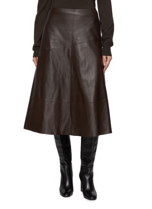 首图 - 点击放大 - YVES SALOMON - Flared Leather Midi Skirt