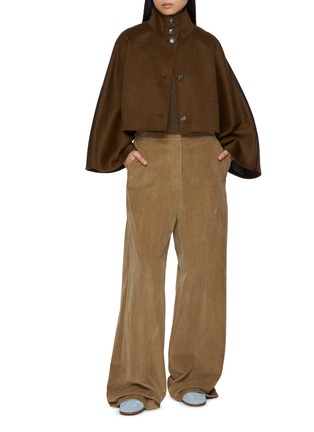 模特儿示范图 - 点击放大 - YVES SALOMON - Cropped Cape Wool Cashmere Jacket