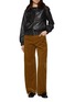 模特儿示范图 - 点击放大 - YVES SALOMON - Detachable Mink Collar Leather Bomber Jacket