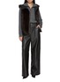 模特儿示范图 - 点击放大 - YVES SALOMON - Mink Fur Trim Technical Zip Up Gilet