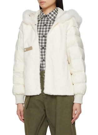 细节 - 点击放大 - YVES SALOMON - Rabbit Fur Trim Hooded Parka Jacket