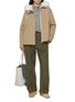 模特儿示范图 - 点击放大 - YVES SALOMON - Rabbit Fur Trim Hooded Parka Jacket