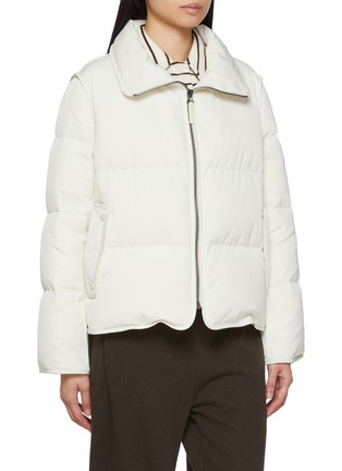细节 - 点击放大 - YVES SALOMON - Mink Trim Hood Technical Zip Up Jacket