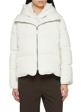 首图 - 点击放大 - YVES SALOMON - Mink Trim Hood Technical Zip Up Jacket