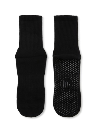 细节 –点击放大 - MOVEACTIVE - Crew Non-Slip Grip Socks Set of 3 — Black