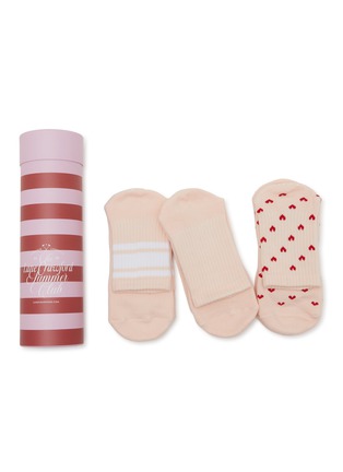 首图 –点击放大 - MOVEACTIVE - Crew Non-Slip Grip Socks Set of 3 — Soft Pink