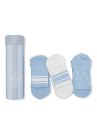 首图 –点击放大 - MOVEACTIVE - Crew Non-Slip Grip Socks Set of 3 — Powder Blue