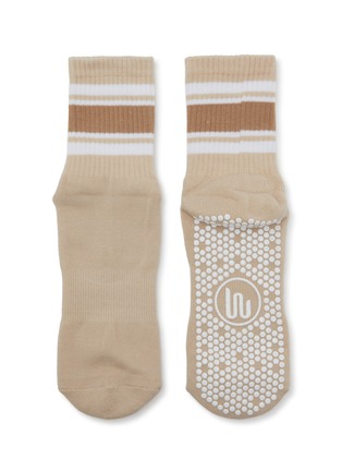 细节 –点击放大 - MOVEACTIVE - Crew Non-Slip Grip Socks Set of 3 — Almond