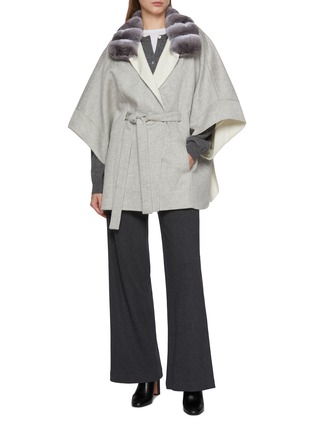 模特儿示范图 - 点击放大 - FABIO GAVAZZI - Chinchilla Fur Cashmere Cape