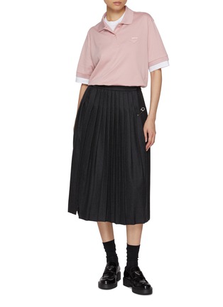 模特儿示范图 - 点击放大 - PRADA - Logo Patch Polo Top