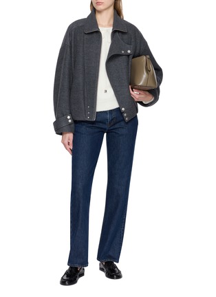 模特儿示范图 - 点击放大 - BOINIGAN - Long Sleeve Drawstring Round Neck Knit Sweater