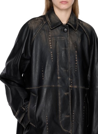  - BOINIGAN - Single Breasted Water Drop Print Leather Overcoat