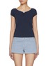 首图 - 点击放大 - SUNDAYFRUITMARKET - Cap Sleeve Lace Cotton T-Shirt