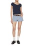 模特儿示范图 - 点击放大 - SUNDAYFRUITMARKET - Cap Sleeve Lace Cotton T-Shirt