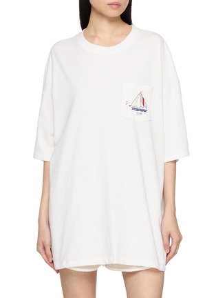 首图 - 点击放大 - SUNDAYFRUITMARKET - Boat Embroidered Pocket Cotton T-Shirt