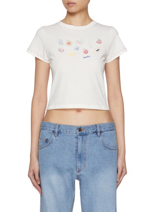 首图 - 点击放大 - SUNDAYFRUITMARKET - Fruit Embroidered Cotton Cropped T-Shirt