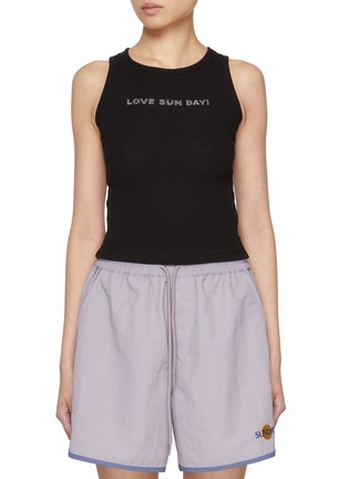 首图 - 点击放大 - SUNDAYFRUITMARKET - Crystal Embellished Ribbed Cotton Tank Top
