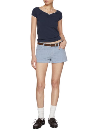 模特儿示范图 - 点击放大 - SUNDAYFRUITMARKET - Thin Striped Cotton Shorts