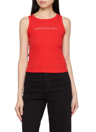 首图 - 点击放大 - SUNDAYFRUITMARKET - Love Sun Day Embellished Cotton Tank Top