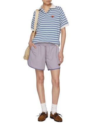 模特儿示范图 - 点击放大 - SUNDAYFRUITMARKET - Striped Collar Cotton T-Shirt
