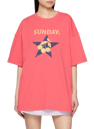 首图 - 点击放大 - SUNDAYFRUITMARKET - Cherry Star Print Cotton T-Shirt