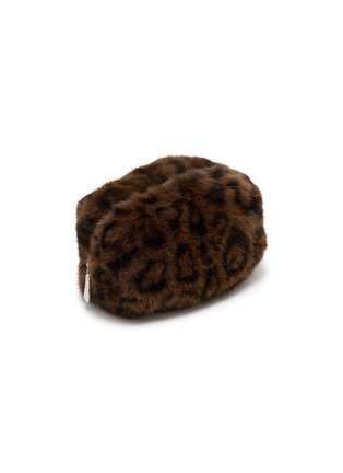 细节 –点击放大 - FJOLLA - Small Faux Fur Zippered Toiletry Pouch — Dark Leopard