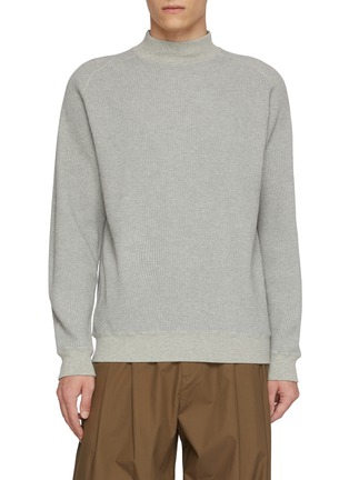 首图 - 点击放大 - J∞QUALITY  - Mock Neck Cotton Waffle Knit Sweatshirt