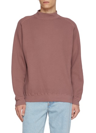 首图 - 点击放大 - J∞QUALITY  - Mock Neck Cotton Waffle Knit Sweatshirt
