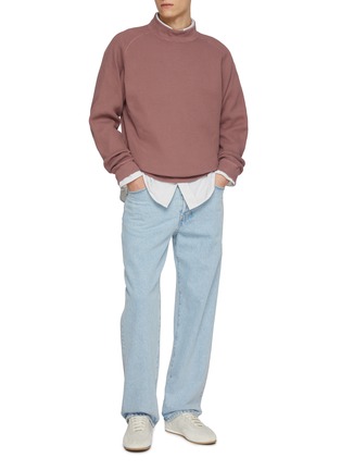 模特儿示范图 - 点击放大 - J∞QUALITY  - Mock Neck Cotton Waffle Knit Sweatshirt