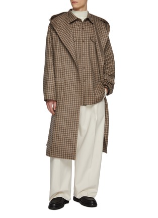 模特儿示范图 - 点击放大 - J∞QUALITY  - Hooded Check Bathrobe Coat