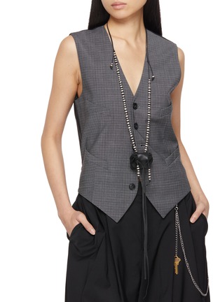 模特儿示范图 - 点击放大 - ANN DEMEULEMEESTER - Leather Bag Pendant Silver Necklace