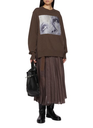 模特儿示范图 - 点击放大 - SACAI - Tears Print Wool Knit Sweater
