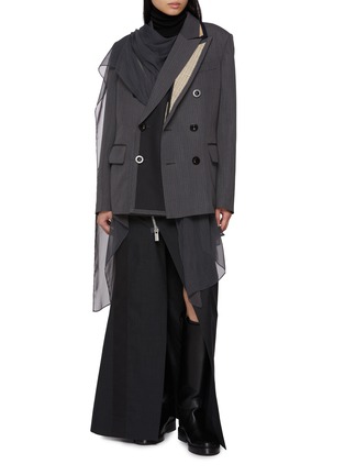 模特儿示范图 - 点击放大 - SACAI - Deconstructed Self Scarf Double Breasted Blazer