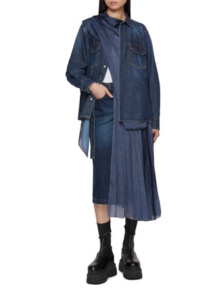 模特儿示范图 - 点击放大 - SACAI - 褶裥拼接衬衫
