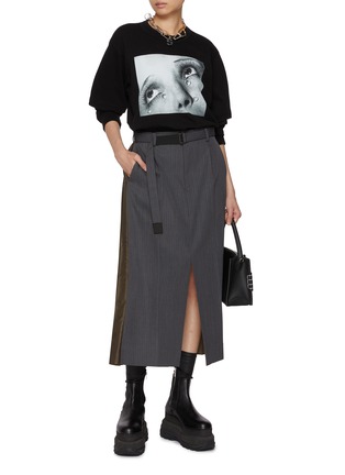 模特儿示范图 - 点击放大 - SACAI - Tears Miss You Printed Long Sleeve Cotton T-Shirt