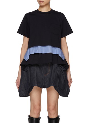 首图 - 点击放大 - SACAI - Hybrid Shirt Layered Cotton T-Shirt